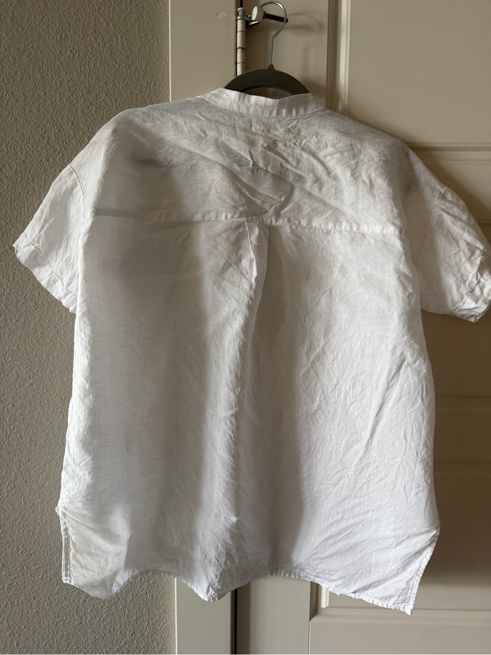 Eileen Fisher Handkerchief Linen Short-Sleeve Long Shirt White Extra Small XS - Picture 9 of 9